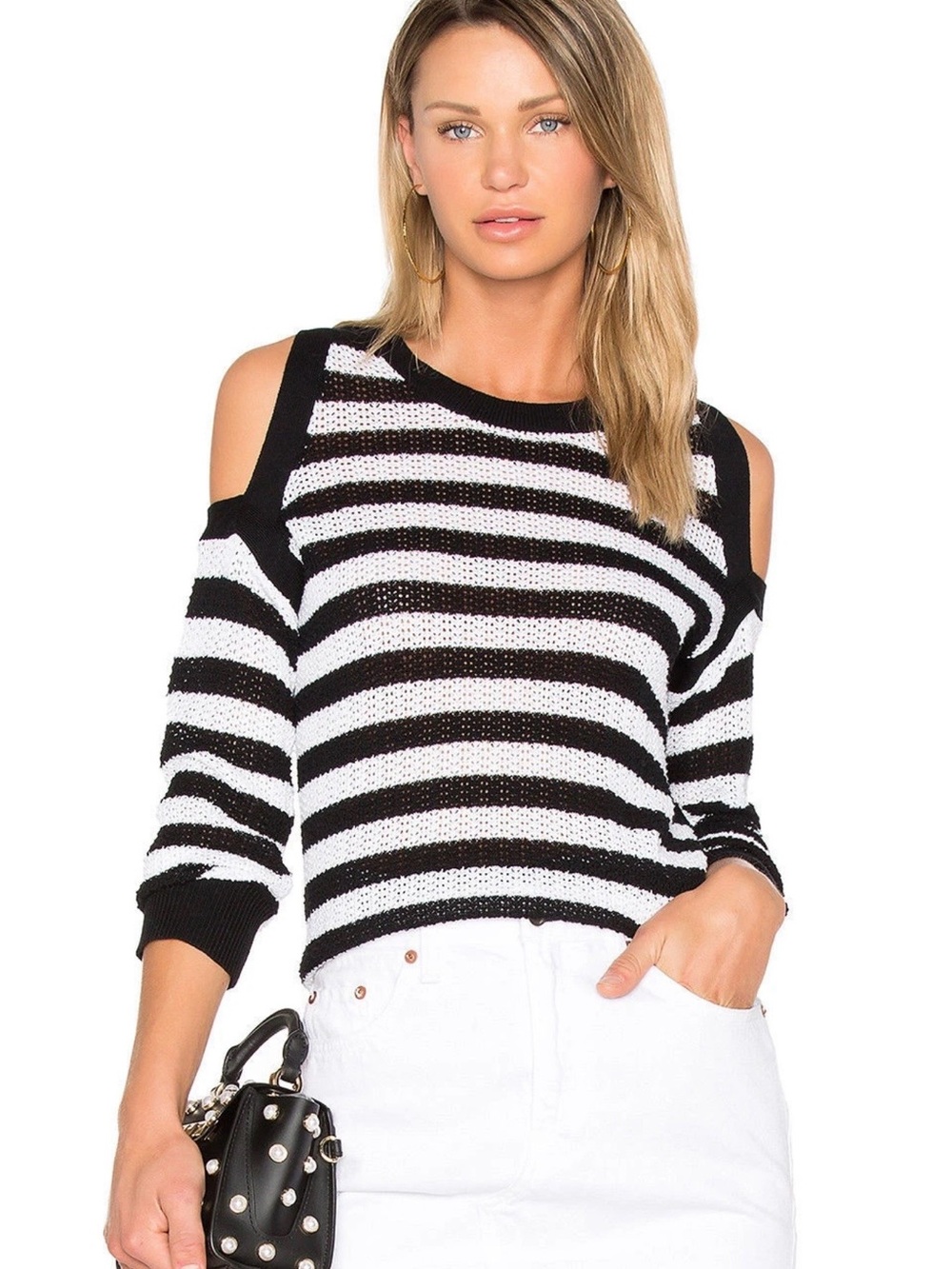 rag & bone Tracey Stripe Cold Shoulder Sweater
